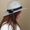 Seeberger Fedora In Shiny Braid Light Grey