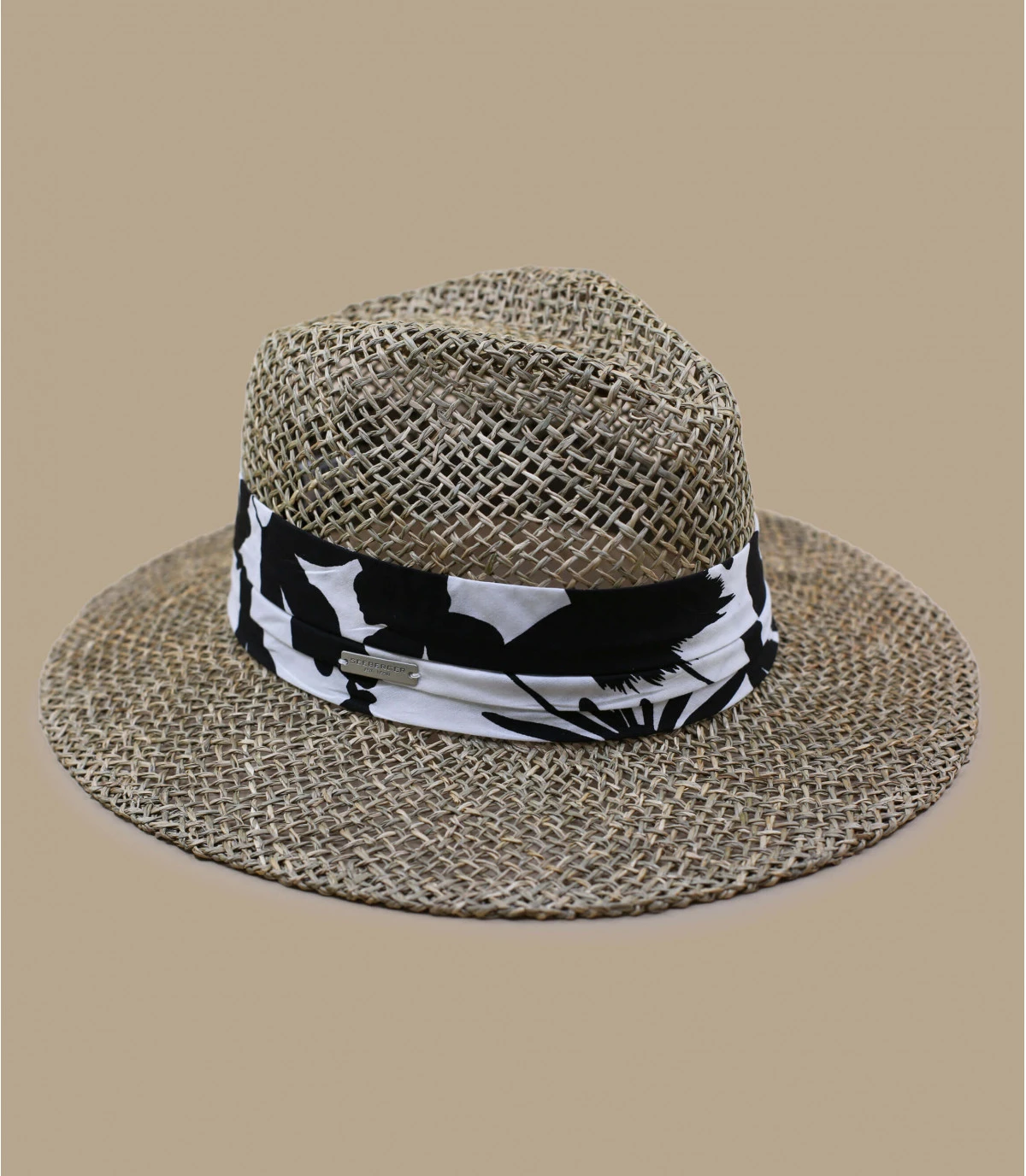 Seeberger Seagrass Fedora Summer Print Black 4 Seeberger Seagrass Fedora Summer Print Black – Image 2